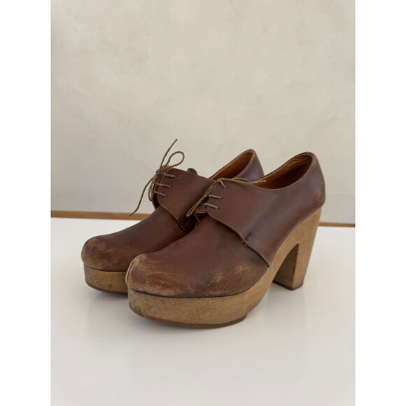 Vintage Womens Leather Rachel Comey Platform Heels By  shoes Size 8 Brown - Picture 1 of 10